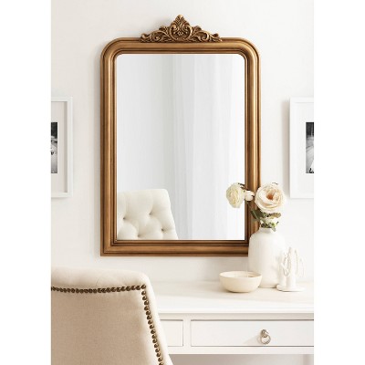 Antique Gold Arched Ornamental Bathroom Vanity Mirror 24"x36"
