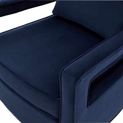 Questa Navy Blue Velvet Wooden Leg Accent Armchair