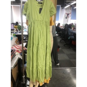 V-neck flared sleeve short sleeved long maternity dress - 1 of 1