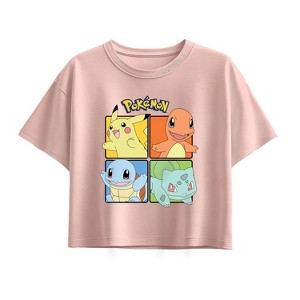 Girls' - Pokémon - Pokémon Squared Muted Short Sleeve Boxy Graphic T-Shirt - 1 of 1