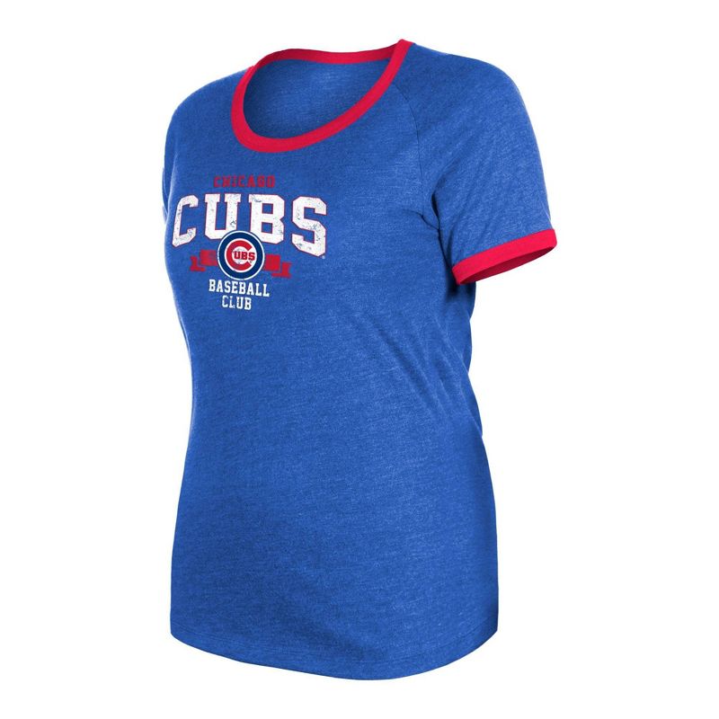 MLB Chicago Cubs Women&#39;s Heather Bi-Blend Ringer T-Shirt, 3 of 7