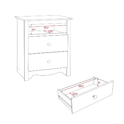 Elegant Fremont White Nightstand with Curved Edges and 2 Drawers