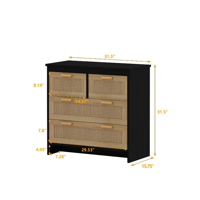 Cassio 4-Drawer Rattan Cabinet for Bedroom and Living Room, Decorative Storage Cabinets, Easy Assembly  - The Pop Home, 5 of 9