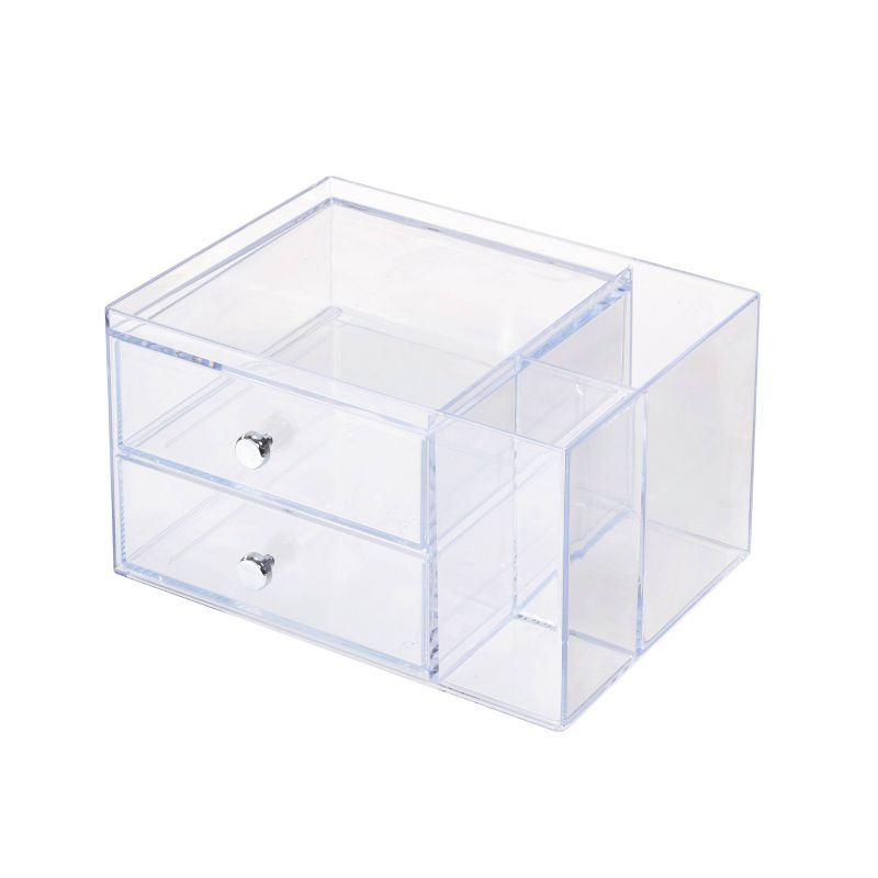 iDESIGN Plastic 2-Drawer Desk Organization Set with Side Organizer Clear, 1 of 8