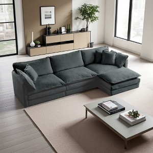 111" Chenille Modular L-Shaped Sectional Sofa with Ottoman - 1 of 4
