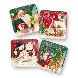 Certified International (Set of 4) 6" Santa's Retro Christmas Canape Plates - 1 of 4