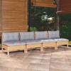 vidaXL Solid Pinewood Outdoor Patio Sofa - 4-Seater with Gray Cushions - Garden/Patio/Deck Modular Furniture - 2 of 4