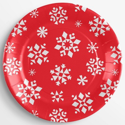 10ct Snowflake Meal Plate Red - Wondershop™
