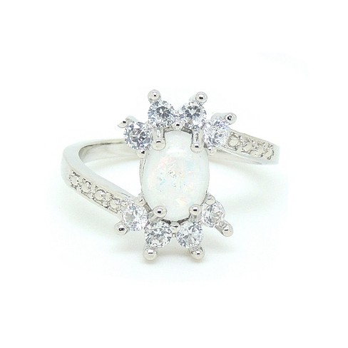 Zaire Statement Ring Created Fire Opal Clear CZ Womens Ginger Lyne Collection - image 1 of 4