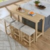 59" Counter Height Bar Table Set with USB & AC Outlets, Upholstered Linen Stools, Space-Saving 4-Piece for Kitchen Dining-3irtyhousy - 2 of 4