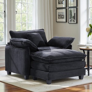 40''W Comfy Cloud Sofa Armchair - Corduroy Oversized Chair & Ottoman Set, Plush Upholstery & Extra Deep Seat for Small Apartment Living Rooms - 1 of 4
