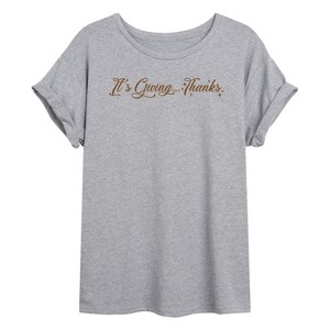 Women's - Instant Message - Its Giving Thanks Oversized Graphic T-Shirt - 1 of 4