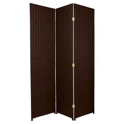 6 ft. Tall Woven Fiber Room Divider - Dark Mocha (3 Panels)