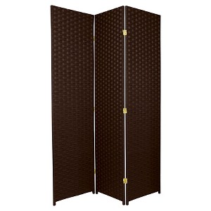 6 ft. Tall Woven Fiber Room Divider - Dark Mocha (3 Panels) - 1 of 3