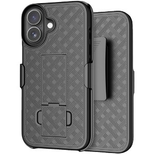 Nakedcellphone Combo for iPhone 17 - Slim Case with Stand and Belt Clip Holster - Black Tread - 1 of 4