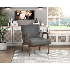 NicBex 1pc Accent Chair with Solid Rubberwood Frame Lounge Chair Reading Chair Comfy Chair Home Furniture for Living Room, Dark Gray - 1 of 4