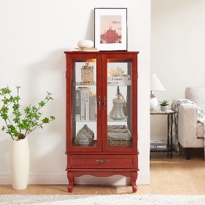 Lyngins Display Cabinet with Integrated Lighting– Glass Doors, Adjustable Shelves & Drawer, Accent Cabinet, Versatile Storage Cabinet & Sideboard - 1 of 4