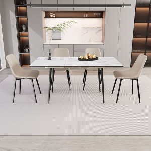 NicBex 47"-63" Dining Table Set for 4 Modern Extendable White Dining Table with 4 Chairs for Dining Room, Beige - 1 of 4