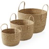 Casafield (Set of 3) Braided Seagrass Basket Planters, Natural Woven Storage Bins for Boho Home Decor, Indoor Plant Pot Covers - 3 of 4