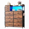 8+3 Drawers Fabric Dressers for Bedroom with 4 Side Pockets,LED Lights,Charging Station,Hooks,for Bedroom,Living Room,Closet - 2 of 4