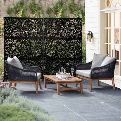 Lirago Metal Outdoor Privacy Screen Freestanding Patio Decorative Screens - 72"x47", Black
