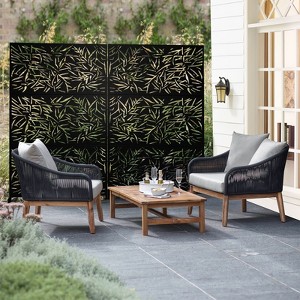 Lirago Metal Outdoor Privacy Screen Freestanding Patio Decorative Screens - 72"x47", Black - 1 of 4
