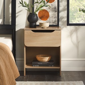 GDFStudio Jett Modern Wooden Nightstand with Drawer and Open Cubby - 1 of 4