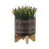 Gulches 2 Piece Ceramic Aztec Planters w/ Saucers, Sizes 4.5x4.5x4.5" & 6x6x5.75" - Perfect for Hall, Bedroom, Florist etc. - 4 of 4