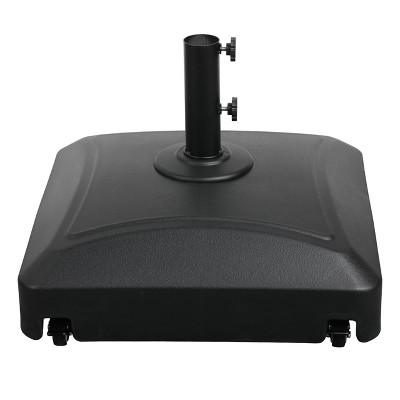 Gsluuk 125lb Capacity Fillable Mobile Patio Umbrella Base Heavy Duty Square Market Stand for Outdoor with 4 Wheels