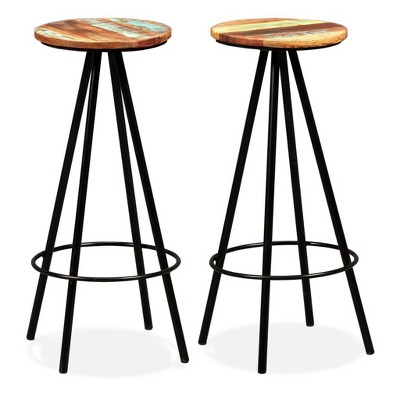 vidaXL Bar Stool Set of 2 Multicoloured Solid reclaimed wood and steel