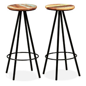 vidaXL Bar Stool Set of 2 Multicoloured Solid reclaimed wood and steel - 1 of 2
