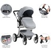 Infans Folding Aluminum Infant Bassinet Reversible Baby Stroller W/ Diaper Bag Grey - 4 of 4