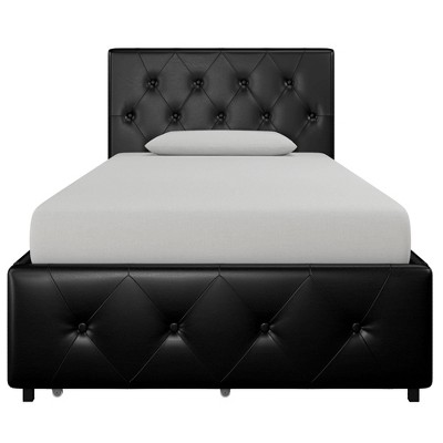 Faux leather deals tufted bed