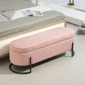 NicBex Bedroom End Bench with Black Legs Velvet Storage Ottoman with Safety Hinge Entryway Padded Footstool for Living Room, Entryway - 1 of 4