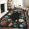 10'x13' Vintage Floral Runner Rug Washable Low Pile, Non-Slip Distressed Carpet for Entryway Living Room Bedroom, Faux Wool Soft Area Rug,Black - 3 of 4