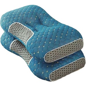 Dexmalle 3D Knitted Cotton Slow-Rebound Memory Foam Massage Pillow,Blue - 1 of 4
