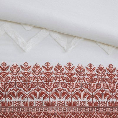 Mila Full/Queen Cotton Duvet Cover Set with Chenille Tufting