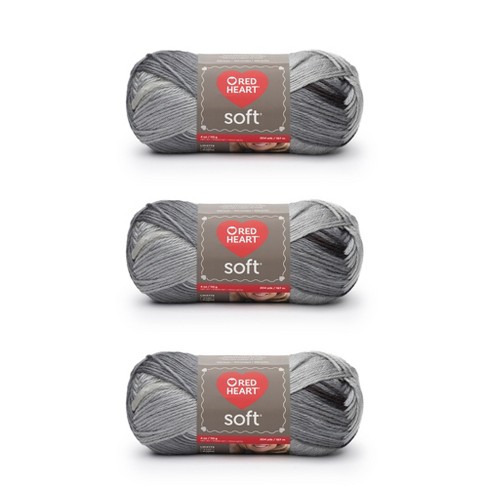 Red Heart Soft Grayscale Yarn - 3 Pack Of 113g/4oz - Acrylic - 4