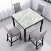 5-Piece Counter Height Dining Table Set, Solid Wood Table with 4 Upholstered Chairs, Space-Saving Mid-Century Modern Design for Dining Room - 3 of 4