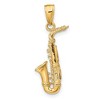 Black Bow Jewelry 14k Yellow Gold 3D Saxophone Pendant - 3 of 4
