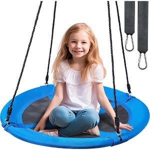 Joyfy 40" Blue Saucer Tree Swing Set for Kids - 700Lb Weight Capacity, 900D Oxford Waterproof, with Hanging Straps Swings for Outdoor Exercise Fun - 1 of 4