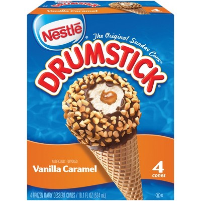 Nestle Vanilla Caramel Drumstick Ice Cream Cone - 4pk