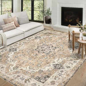 Garvee Washable Area Rug Vintage Neutral Stain Resistant Runner Soft Non Slip Large Floor Carpet for Living Room Bedroom Kitchen Home Office Indoor - 1 of 4