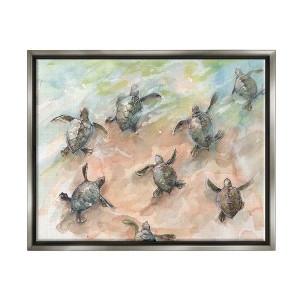 Stupell Industries Baby Sea Turtles Swimming ShoreFloater Canvas Wall Art - 1 of 4