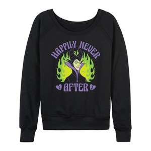 Women's - Disney Villains - Happily Never After Lightweight French Terry Wide Neck Long Sleeve Shirt - 1 of 4