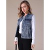INSPIRE CHIC Women's Sleeveless Turndown Collar Button Down Chest Flap Pockets Washed Denim Vest - 2 of 4