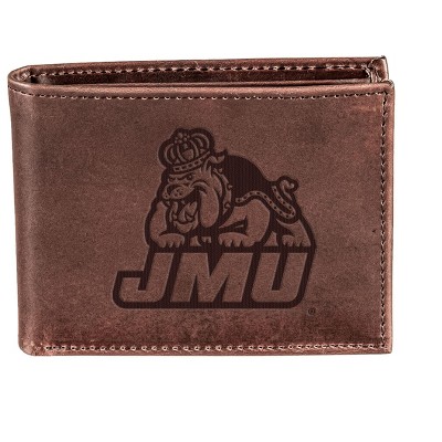 Evergreen NCAA James Madison Dukes Brown Leather Bifold Wallet Officially Licensed with Gift Box