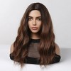 Jessie's Wig 18 Inch Beach Wave Wig Middle Part With Bangs Synthetic Hair Ombre Brown Color 1 Pc/Pack - 3 of 4