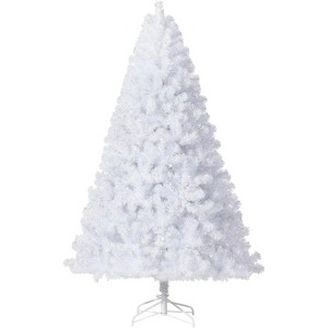 TackView Prelit Christmas Tree, with Warm White LED Lights & Sturdy Stand, White Tinsel Xmas Decorations for Homes Offices, Parties - 1 of 4