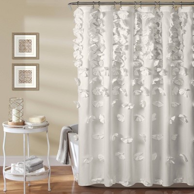 white silver shower curtain